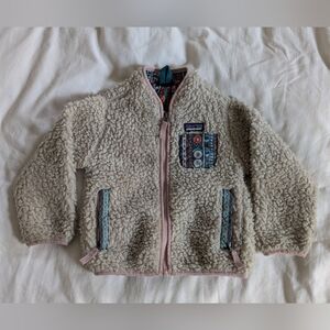 Patagonia Kids Cream and Pink Fleece Jacket